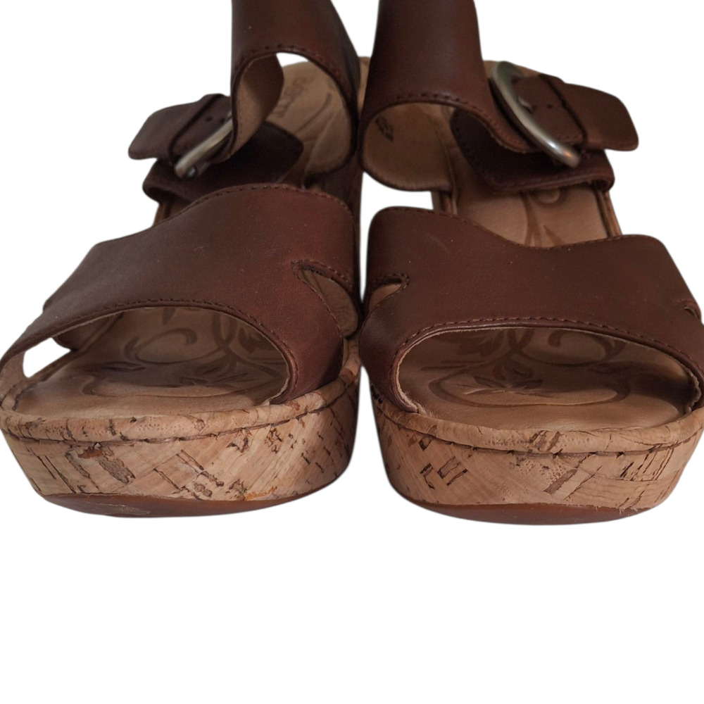BORN Brown Leather Cork Wedge‎ Sandals size 9 - Picture 3 of 5